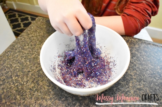 4th of July Slime is so much fun, especially when it's made with lots of glitter.