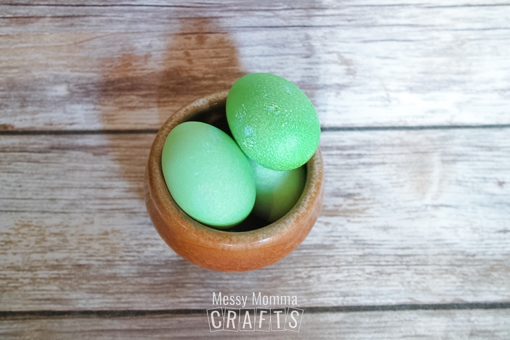 Green boiled eggs.