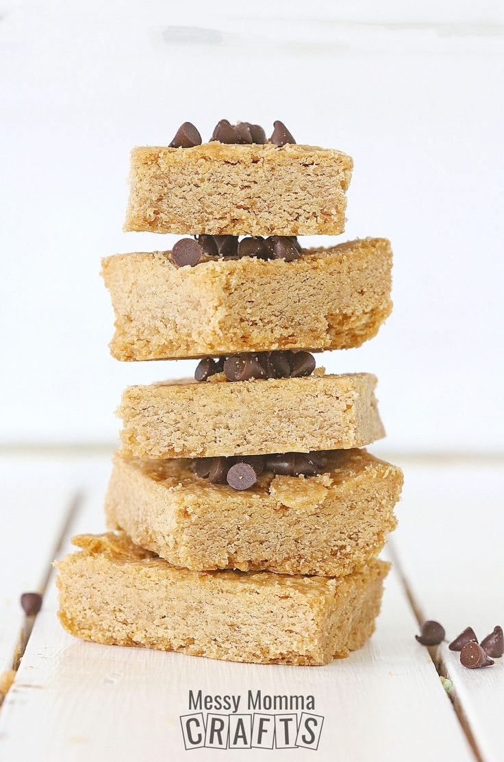 Stack of Chocolate Chip Shortbread Bars.