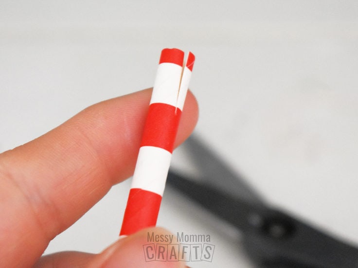 Red and white striped paper straw.