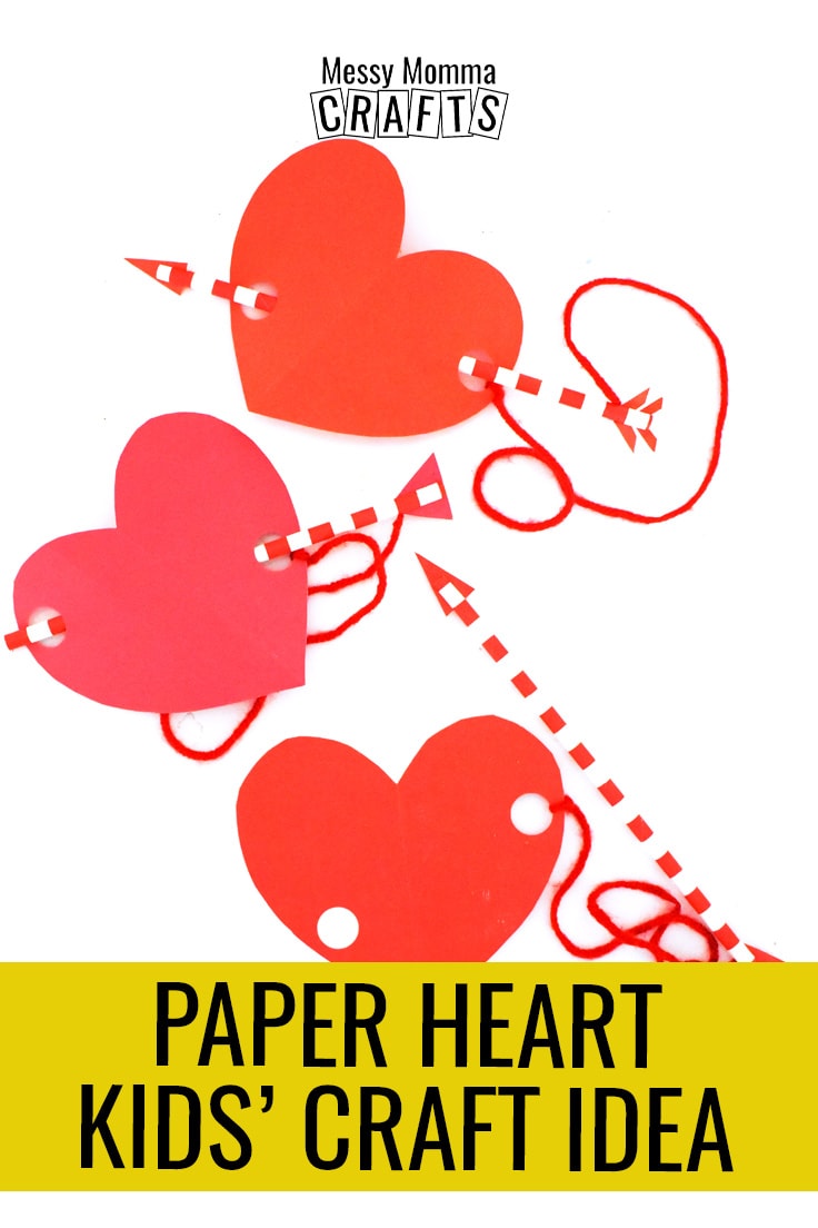 Paper heart kids' craft idea for Valentine's Day.