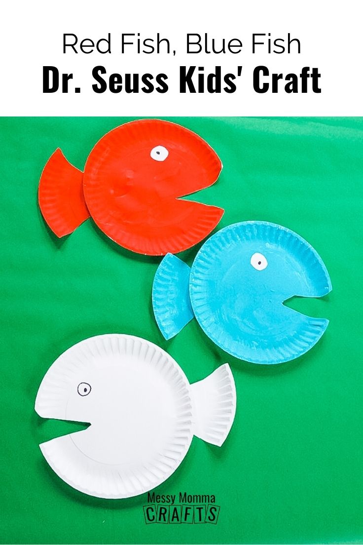 Red fish, blue fish Dr. Seuss kids' craft.