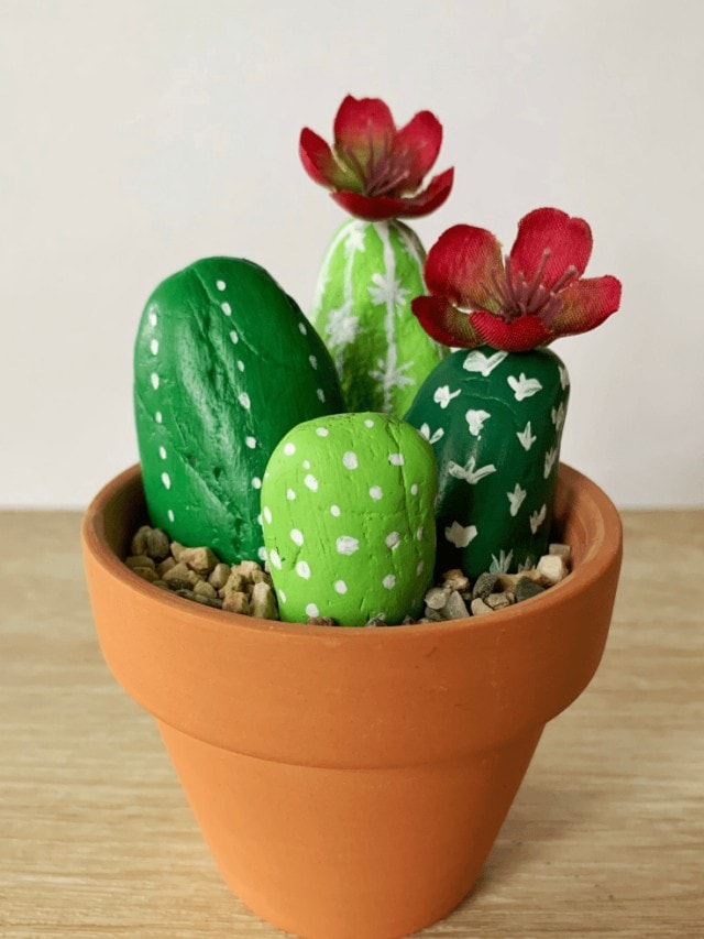 How To Paint A Cactus On A Rock