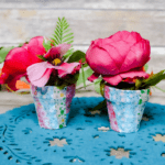Easy DIY patchwork flower pots summer kids craft project.