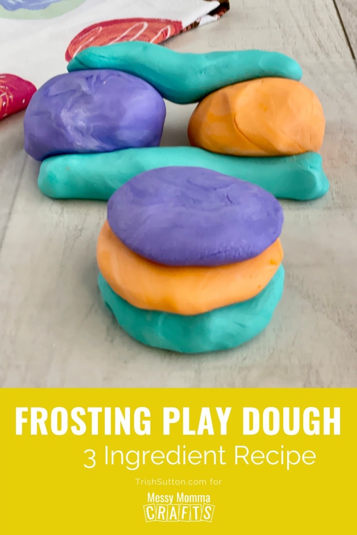Stack of colorful edible frosting play dough.