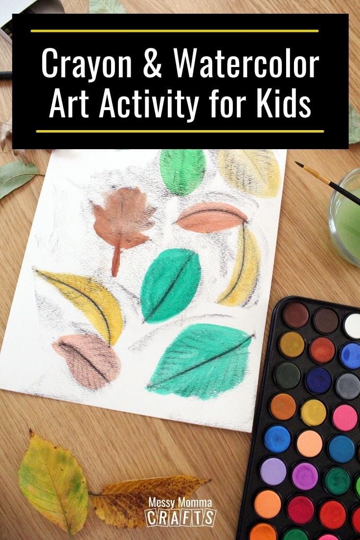 Crayon and watercolor art activity for kids.