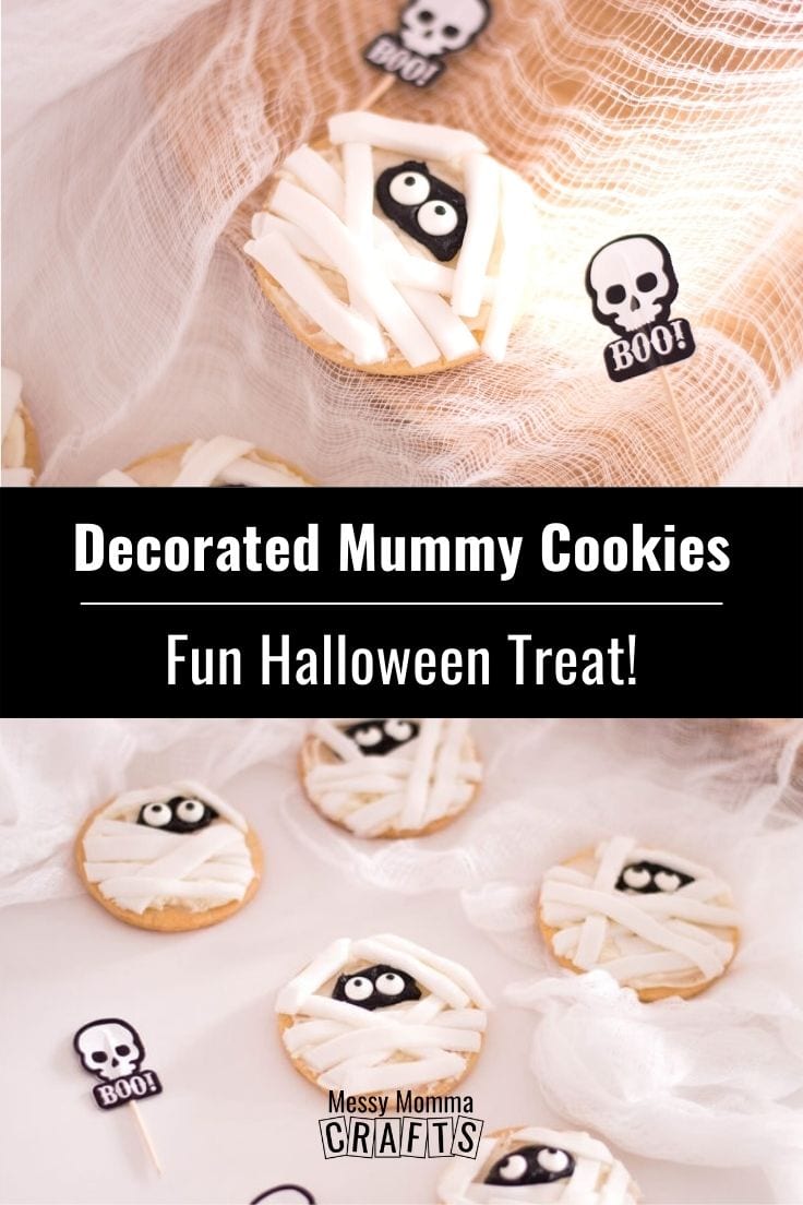 Decorated mummy cookies fun Halloween treat.