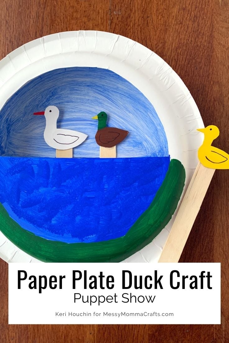 Paper plate duck craft puppet show.