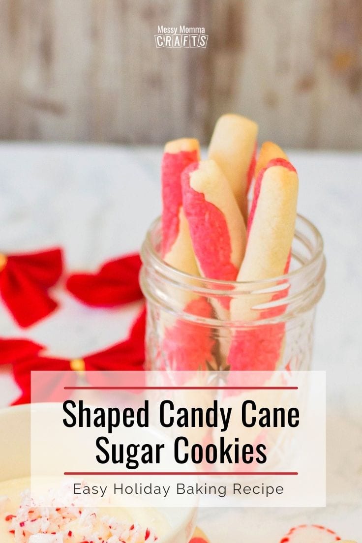 Shaped candy cane sugar cookies: easy holiday baking recipe.