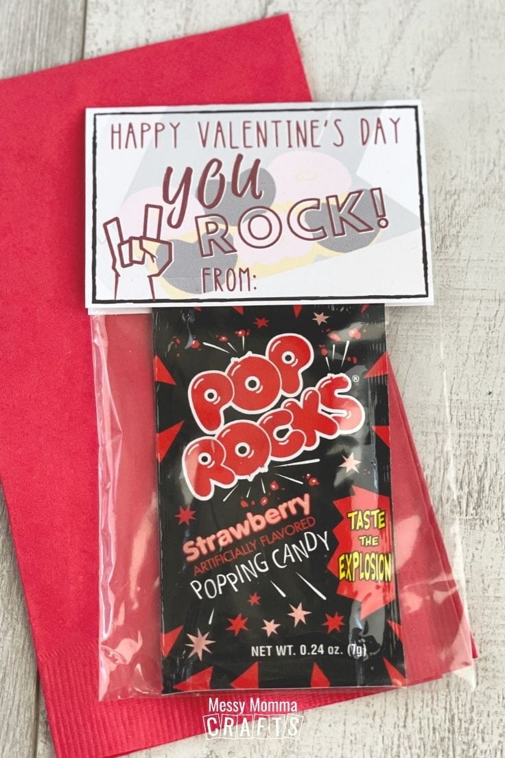 Kids Valentine Free Printable "You Rock" for Pop Rocks