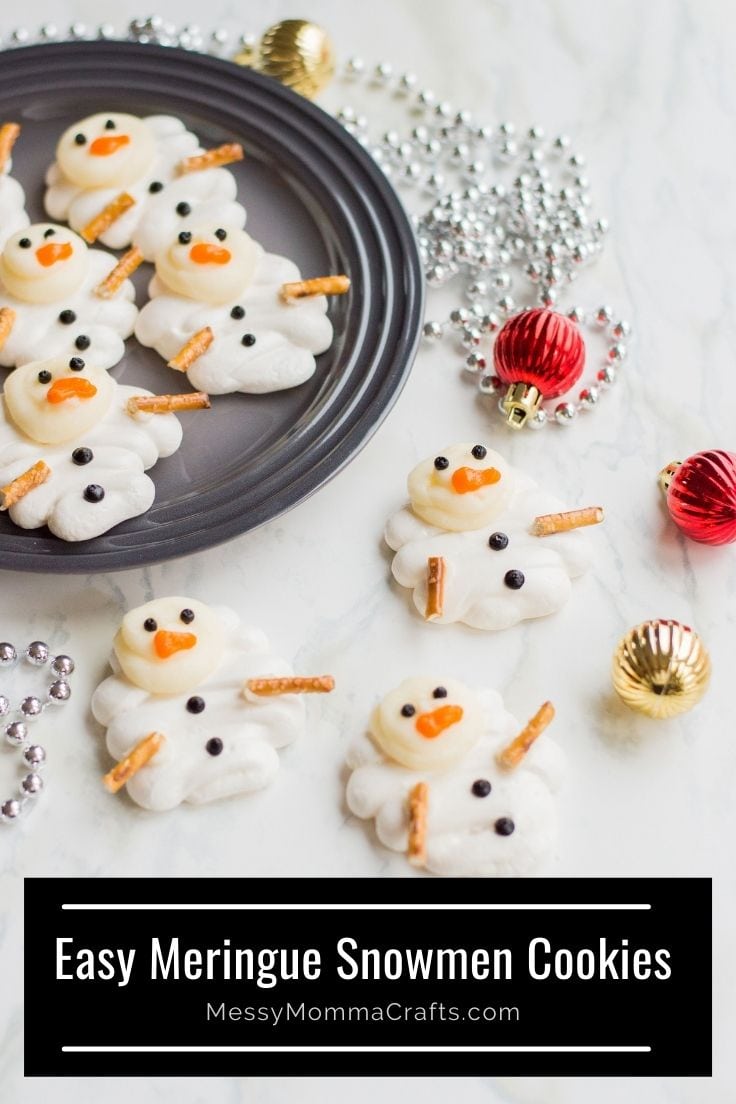 Easy meringue snowmen cookies.