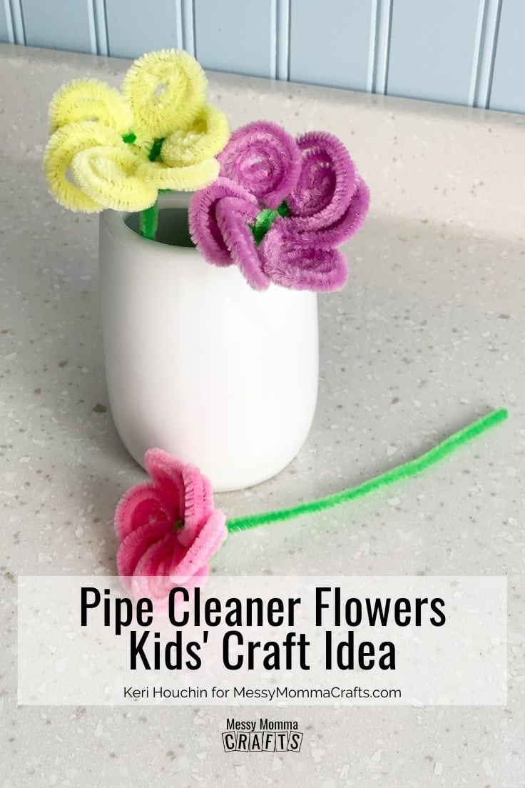 Pipe cleaner flowers kids' craft idea.