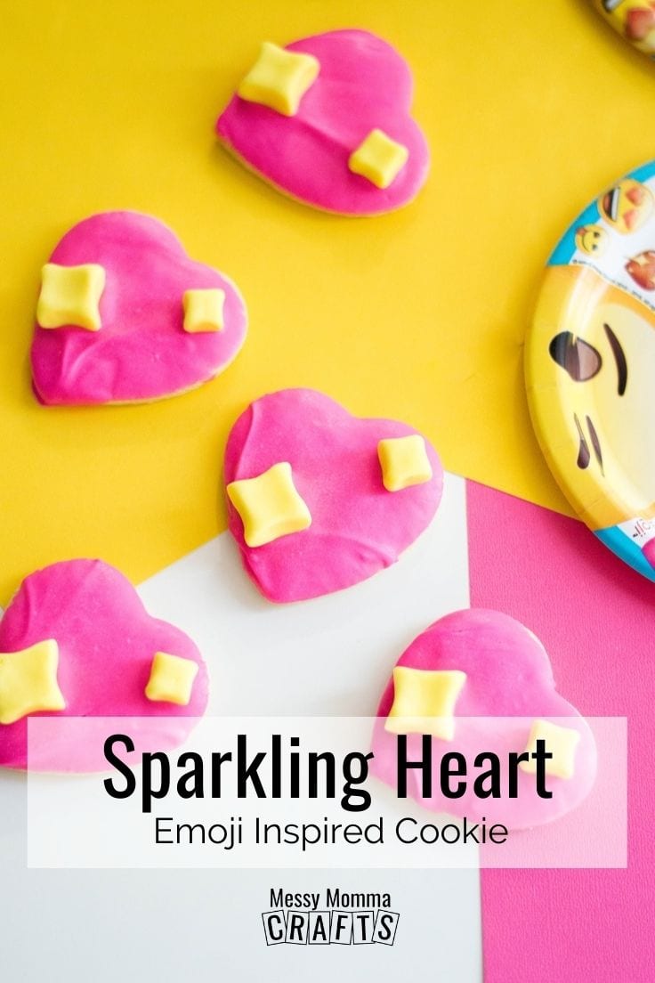 Sparkling heart emoji inspired cookie.