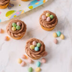 Birds Nest Easter Cupcakes With Candy Eggs.