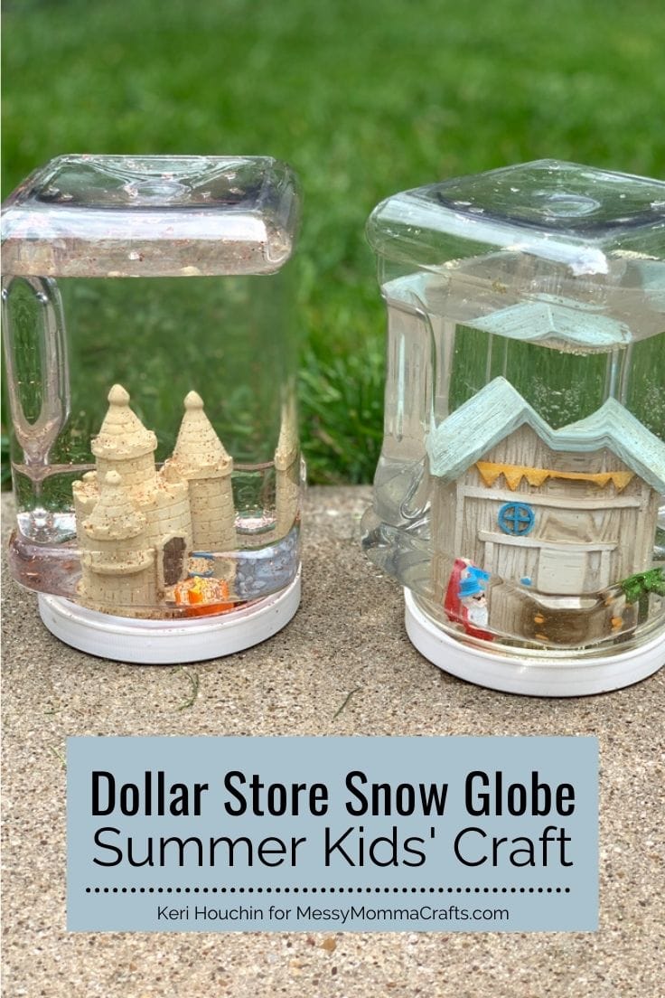 Dollar store snow globe summer kids' craft.