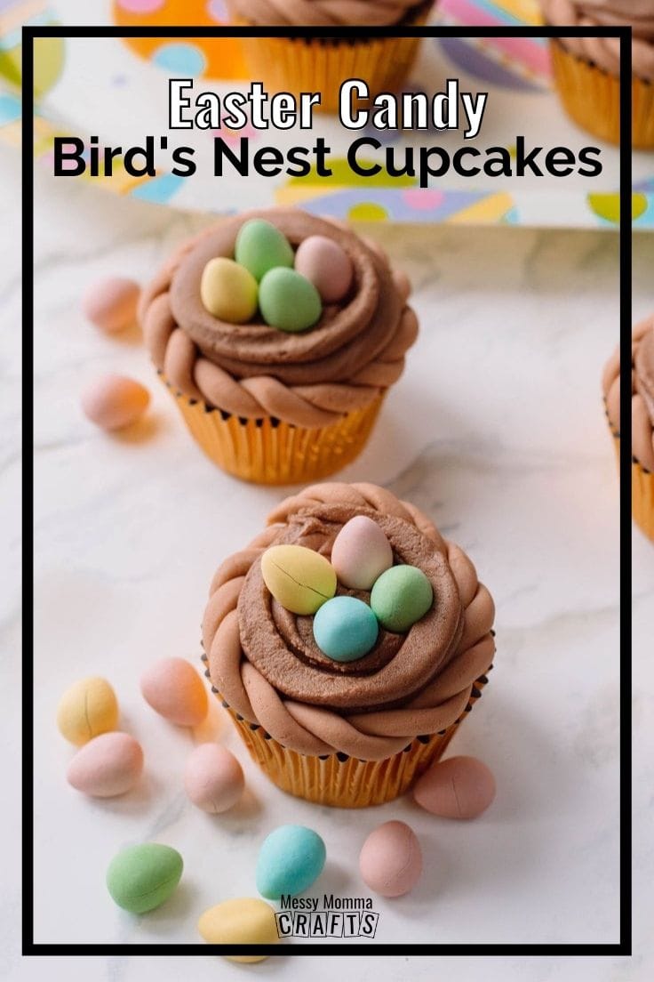 Easter candy bird's nest cupcakes.