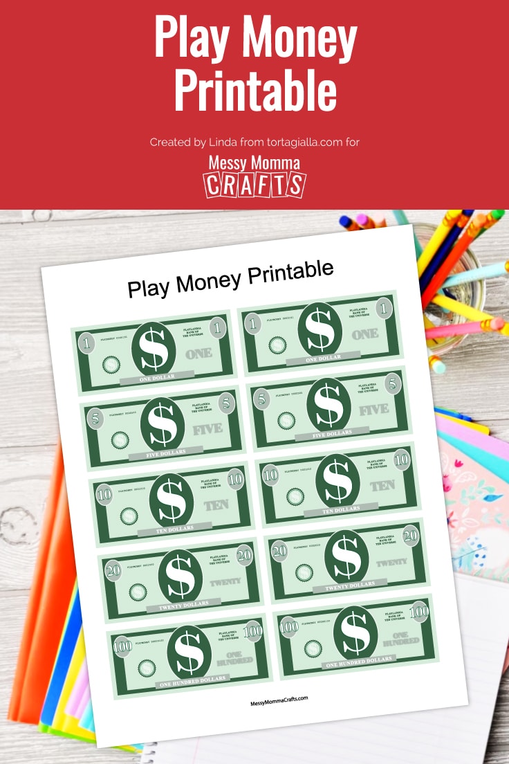 Play Money Printable Download - Messy Momma Crafts