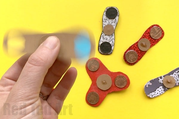 Cardboard fidget spinner from Red Ted Art.