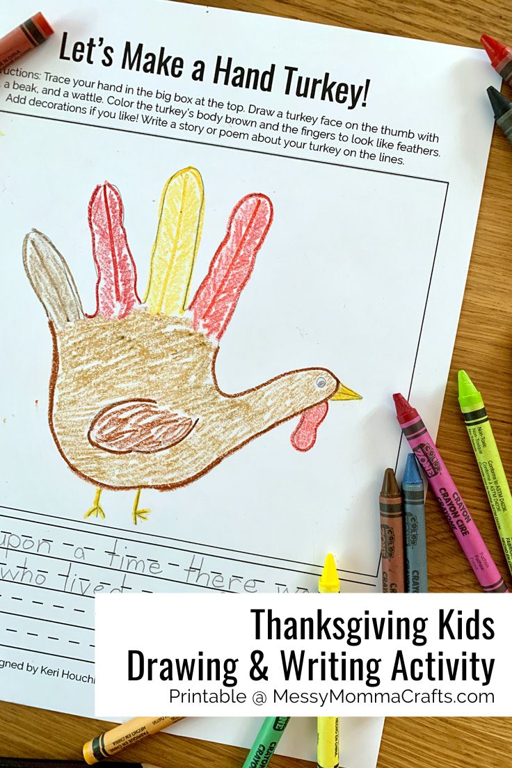 Thanksgiving kids drawing and writing activity.