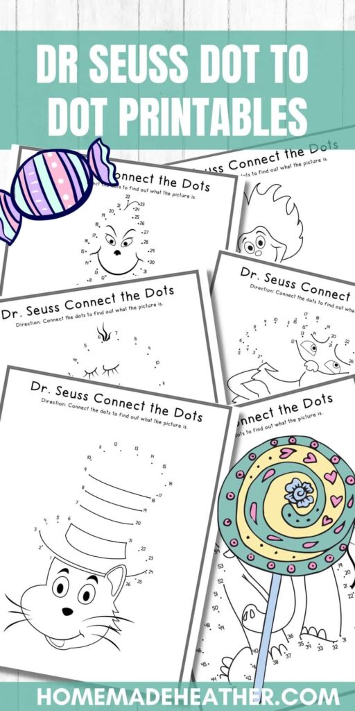 Dr. Seuss dot to dot printables from Homemade Heather.