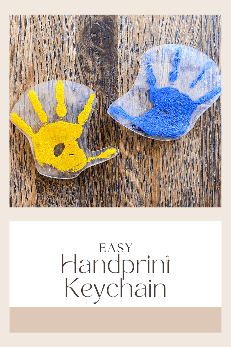 yellow and blue shrinky dink handprints
