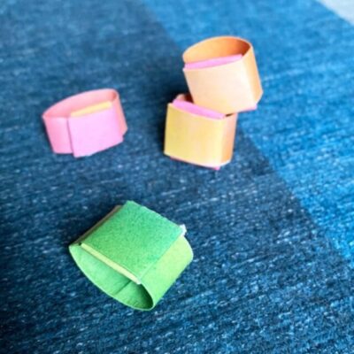 Paper ring origami folded with bright colored paper.