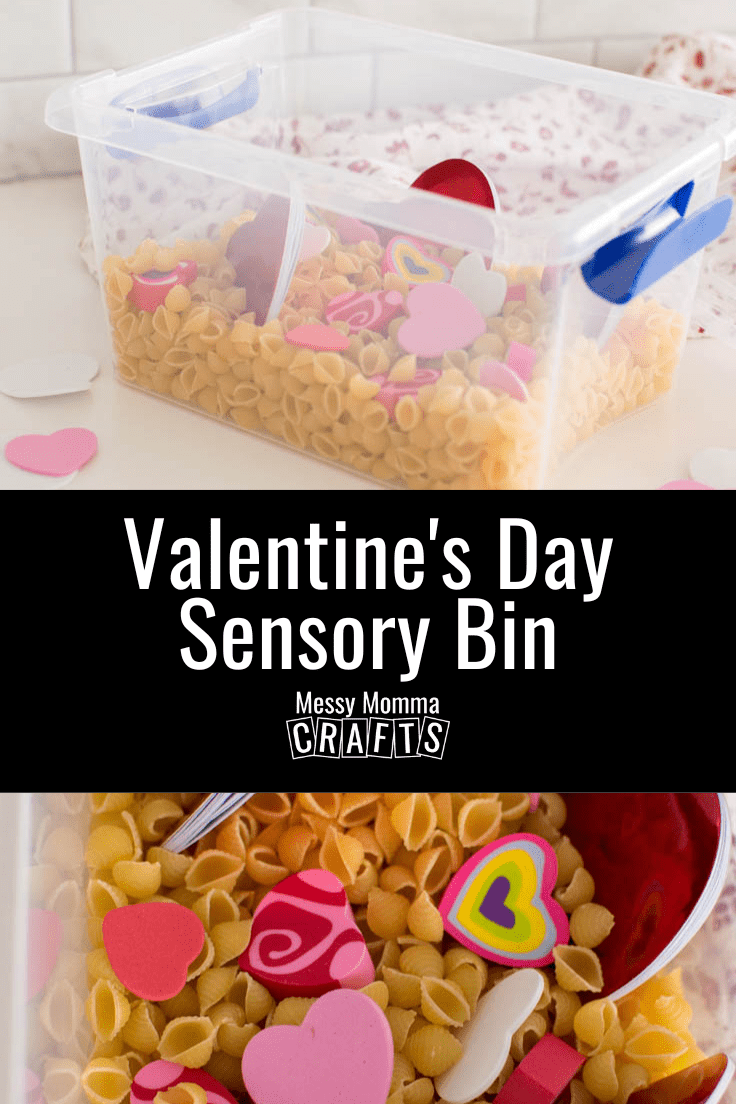 Adding heart-shaped notebooks and erasers into a plastic bin