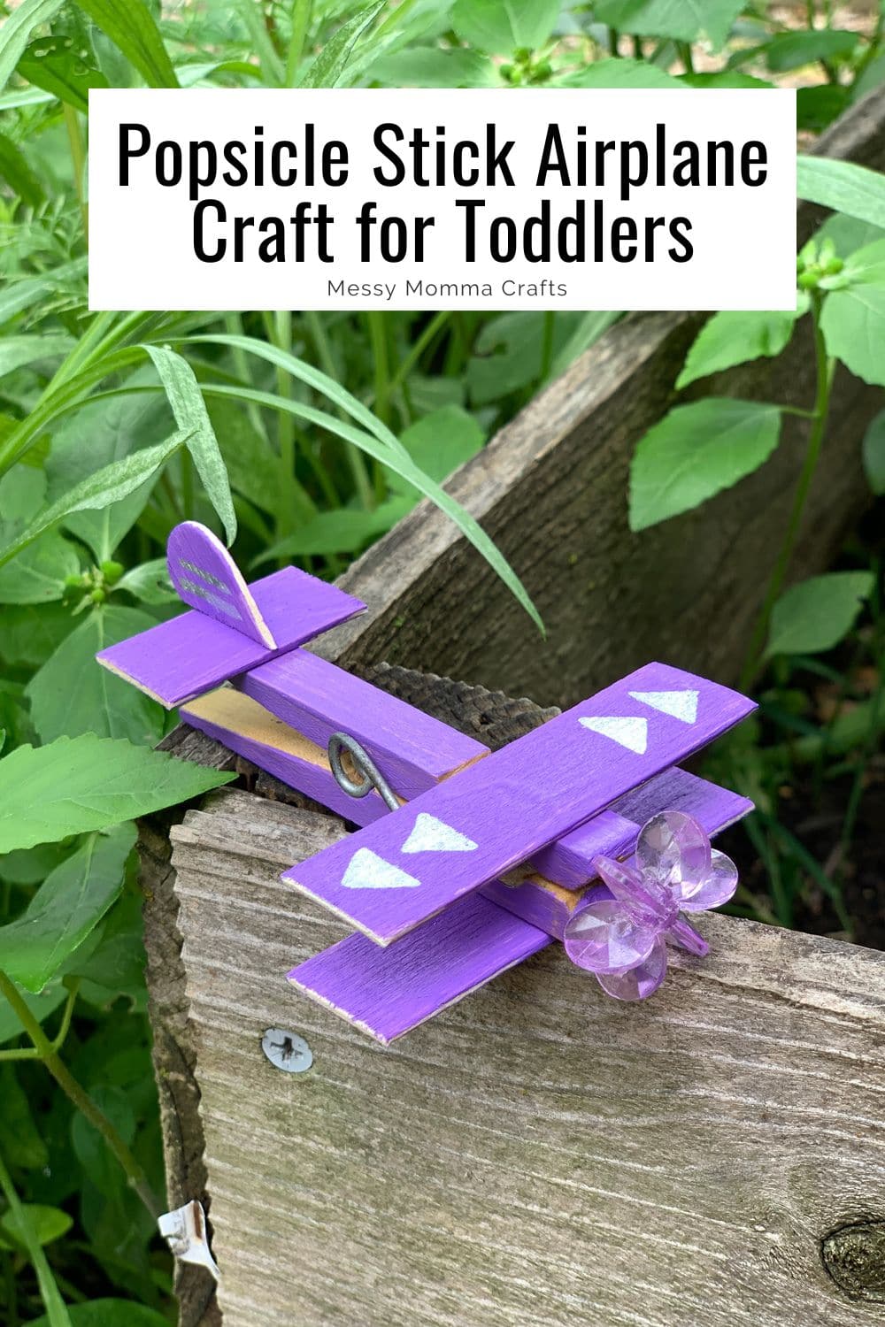 Popsicle stick airplane craft for toddlers.