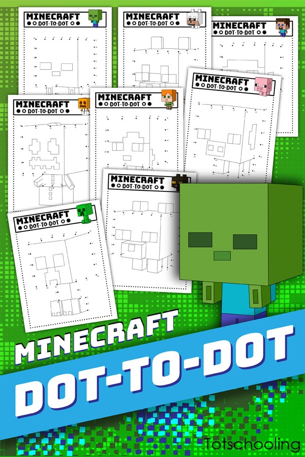 Minecraft Dot to Dot printable pages

