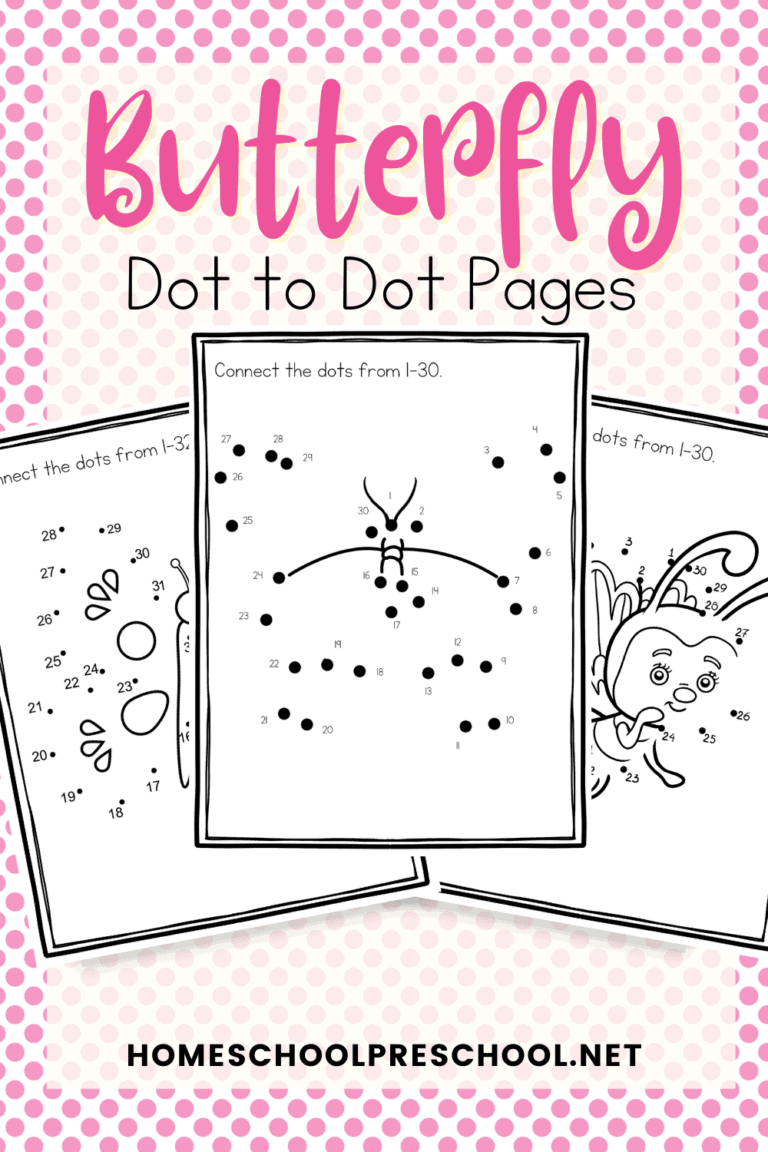 Butterfly dot to dot printables 
