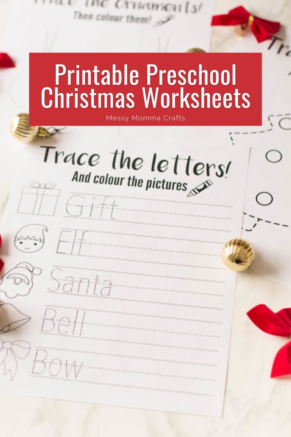 Printable preschool Christmas worksheets.