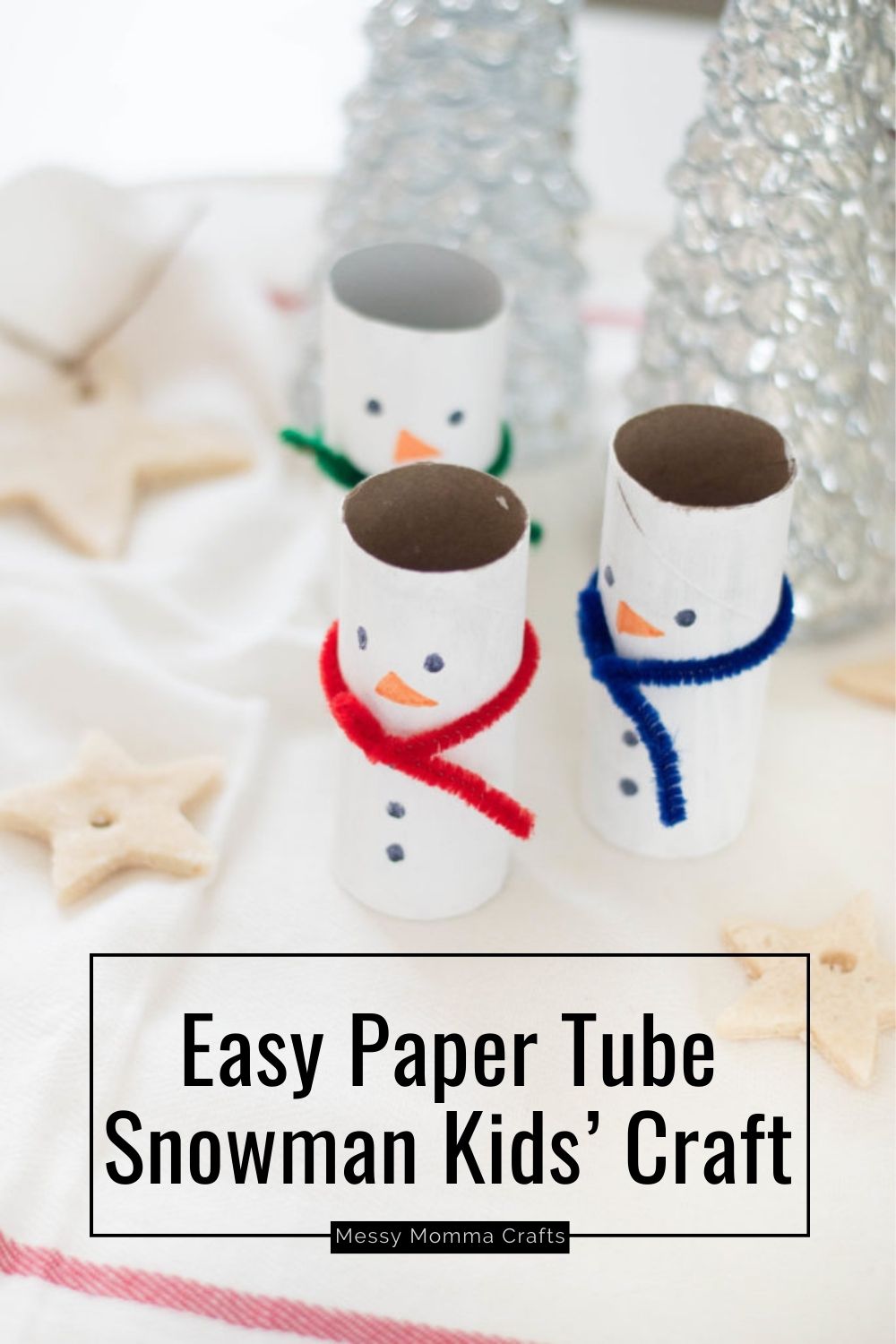 Easy paper tube snowman kids' craft.
