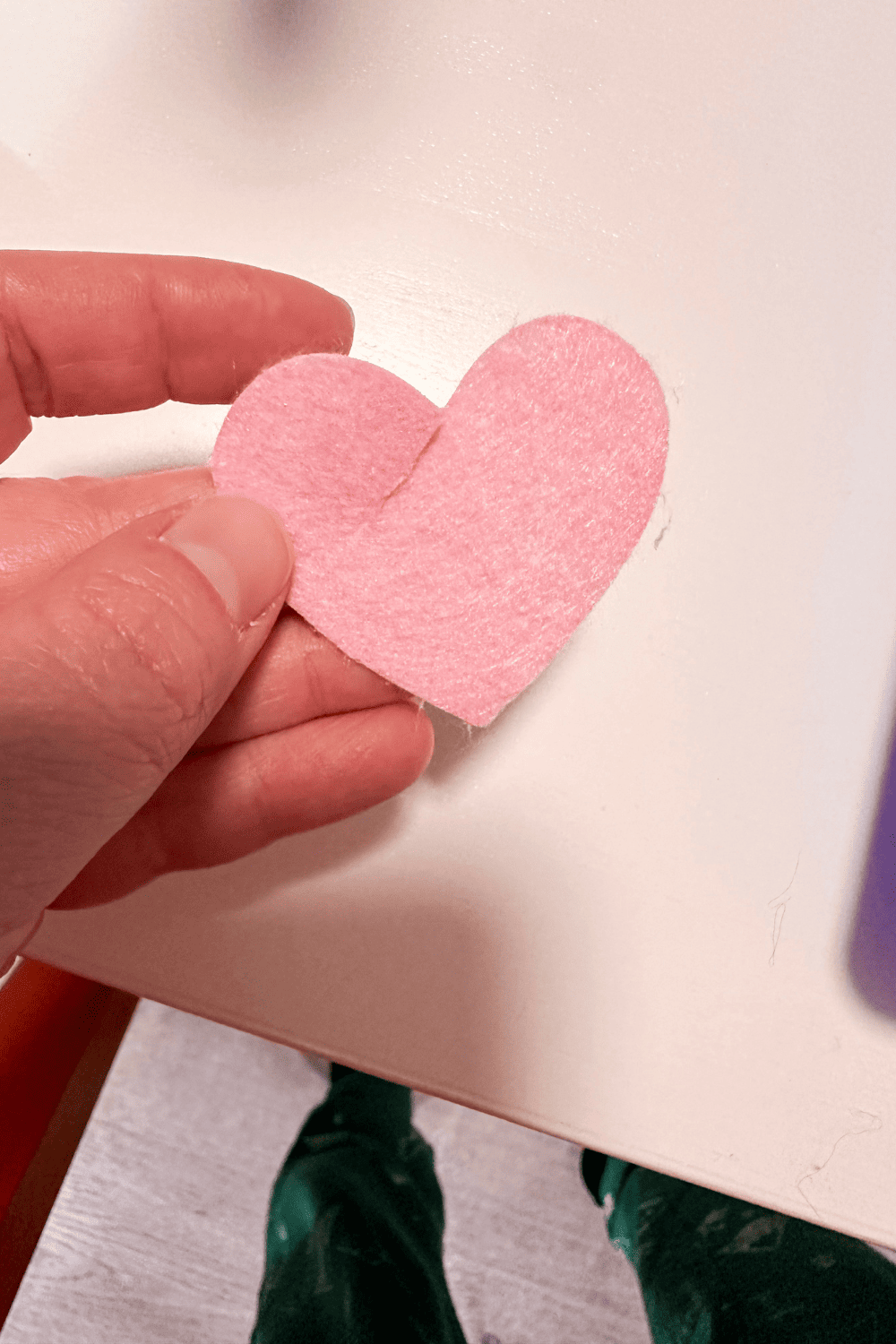 small felt heart with the side cut