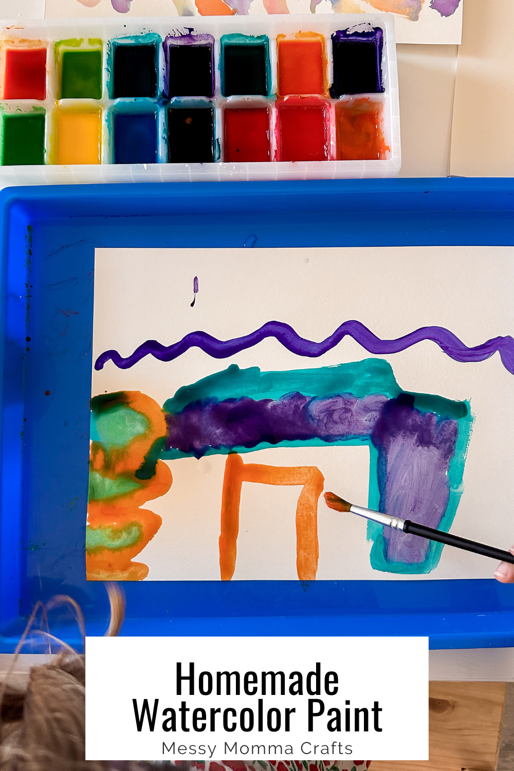 Child paint with homemade watercolor paints