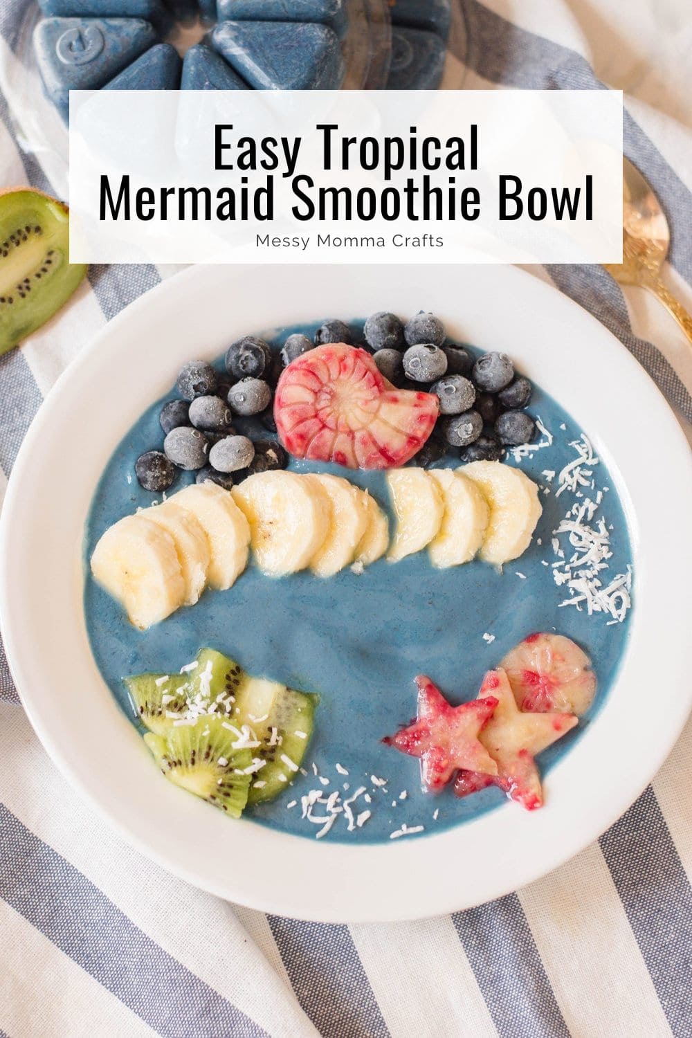 Easy tropical mermaid smoothie bowl.